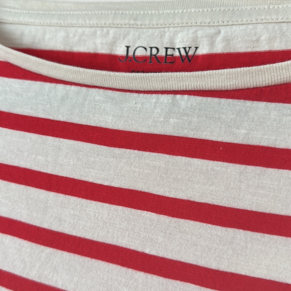 J Crew Organic Red Striped Tee - Picture 2 of 6